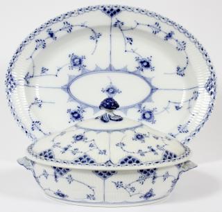 Appraisal: ROYAL COPENHAGEN PORCELAIN VEGETABLE PLATTER ROYAL COPENHAGEN BLUE FLUTED PORCELAIN