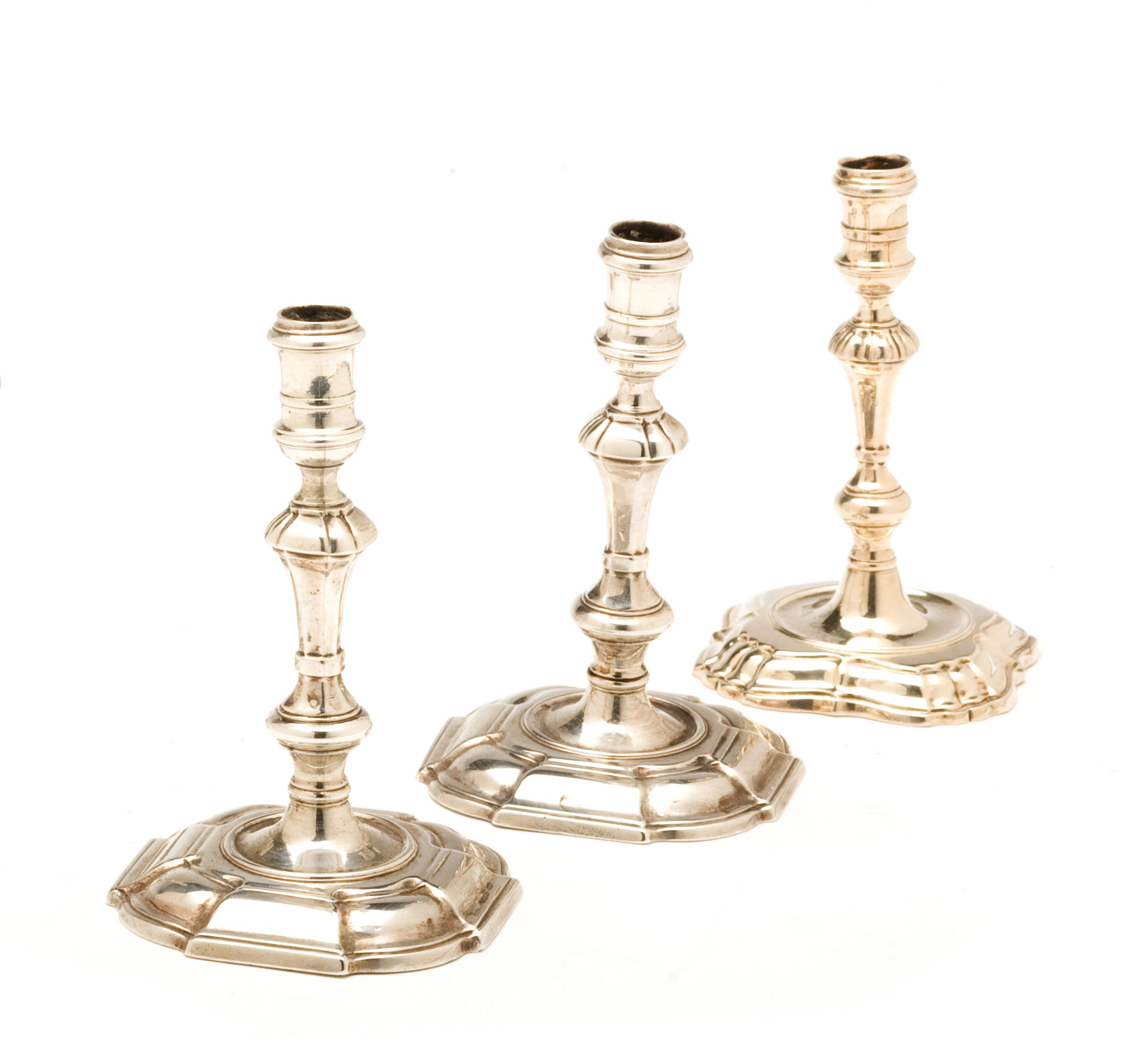 Appraisal: PAIR OF GEORGE II SILVER TAPERSTICKS JAMES GOULD LONDON -