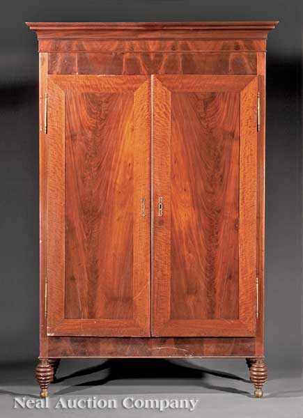 Appraisal: A Fine Louisiana Classical Mahogany Armoire early th c cove-molded