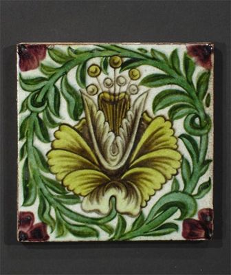 Appraisal: Pineapple New Pineapple a William De Morgan tile painted with