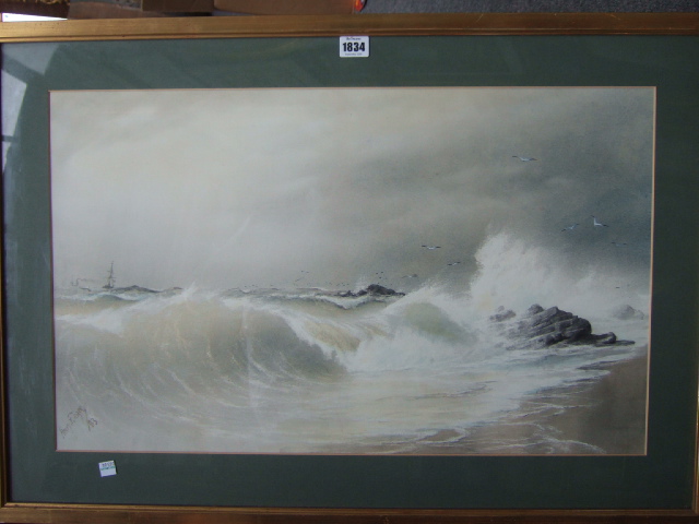 Appraisal: Henry E Tozer th century Breakers on a rocky coast