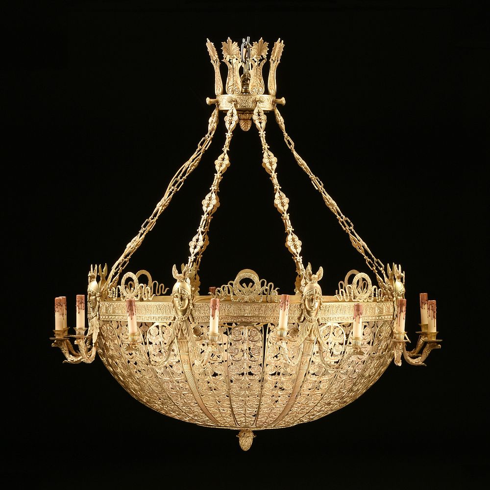 Appraisal: A RUSSIAN EMPIRE STYLE SIXTEEN-LIGHT GILT BRONZE CHANDELIER TH CENTURY