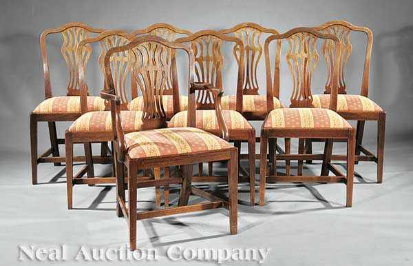 Appraisal: A Set of Eight Antique Hepplewhite-Style Carved Mahogany Dining Chairs