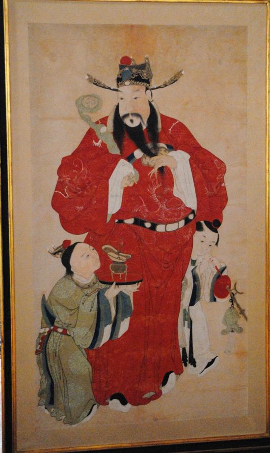 Appraisal: TH C FINE EXAMPLE PORTRAIT Of a mandarin with two