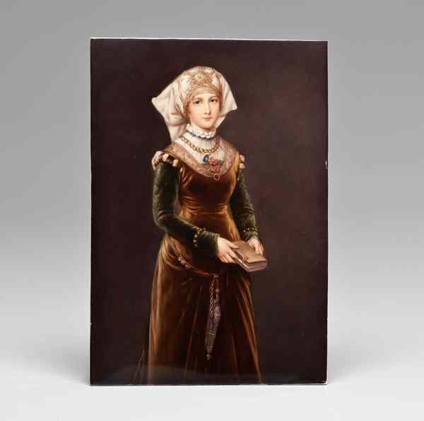 Appraisal: KPM Porcelain Plaque Signed Austrian a three-quarter portrait of a