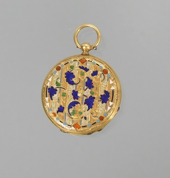 Appraisal: An Antique French Gold and Enamel Open Face Pocket Watch