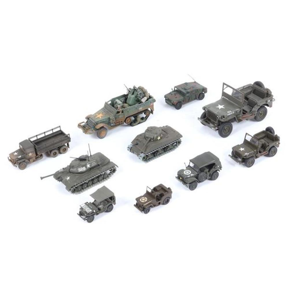 Appraisal: TEN TOY MILITARY VEHICLES JEEPS TANKS HUMMER CORGI UNIMAX SOLIDO