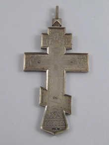 Appraisal: A large Russian silver pendant cross with the cipher of