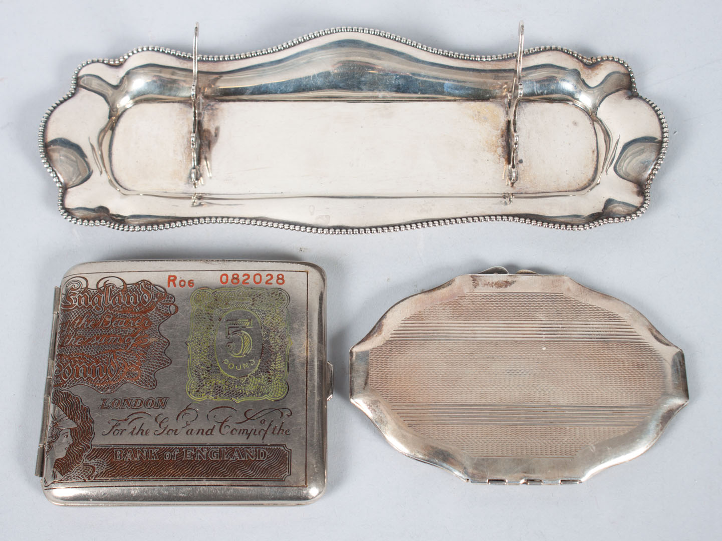 Appraisal: Two sterling silver personal items including English compact mirror Birmingham