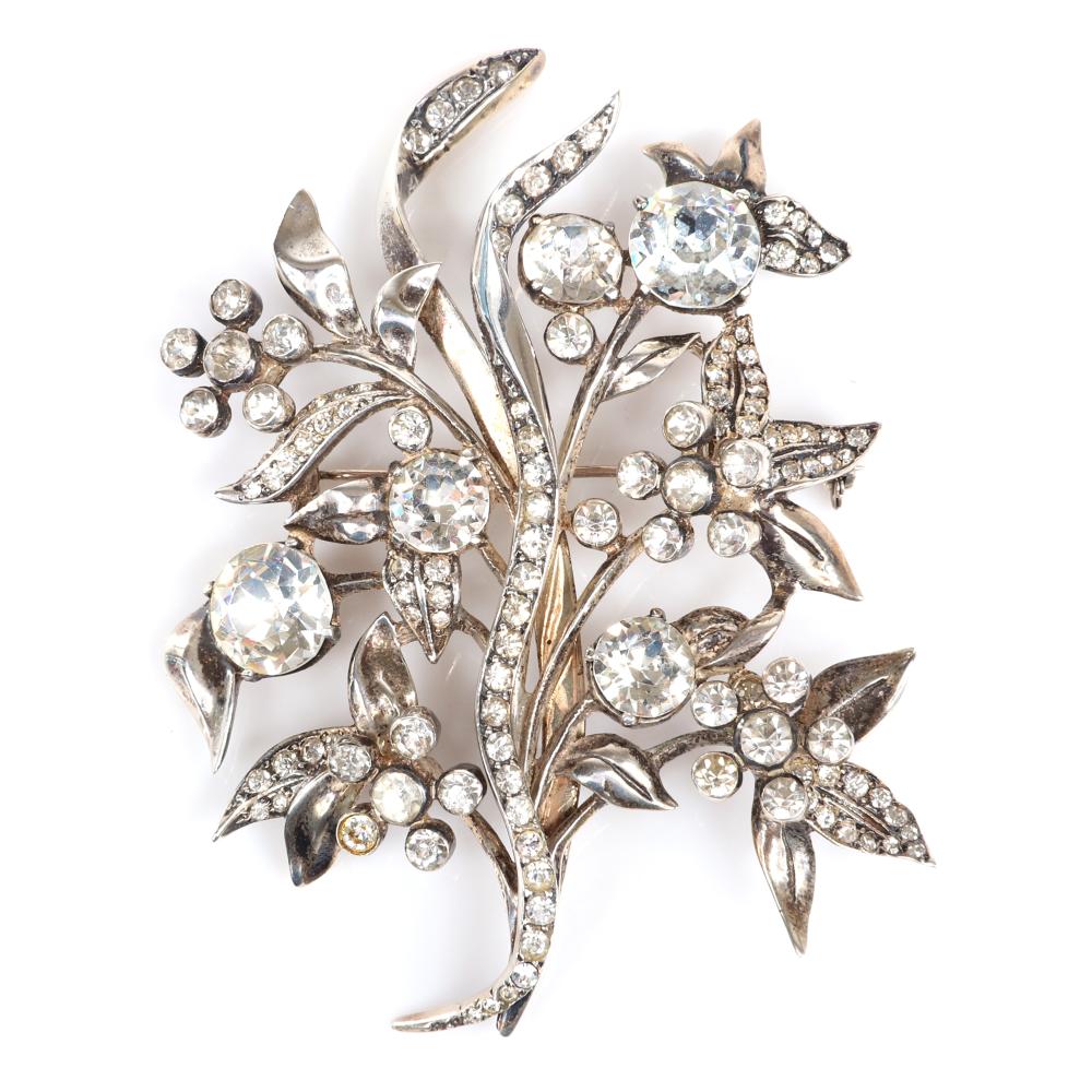 Appraisal: EISENBERG ORIGINAL STERLING ELABORATE FLORAL TREE BROOCH WITH LARGE ROUND