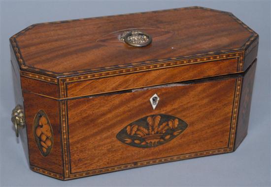 Appraisal: TH C TEA CADDY Mahogany rectangle with canted corners and