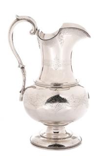 Appraisal: th C American Coin Silver Water Pitcher Haddock Lincoln Foss