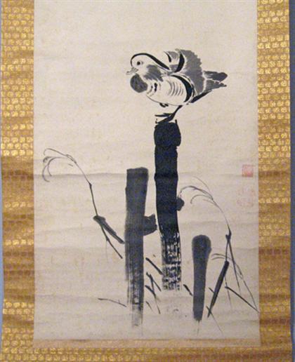 Appraisal: Large chinese scroll depicting a bird