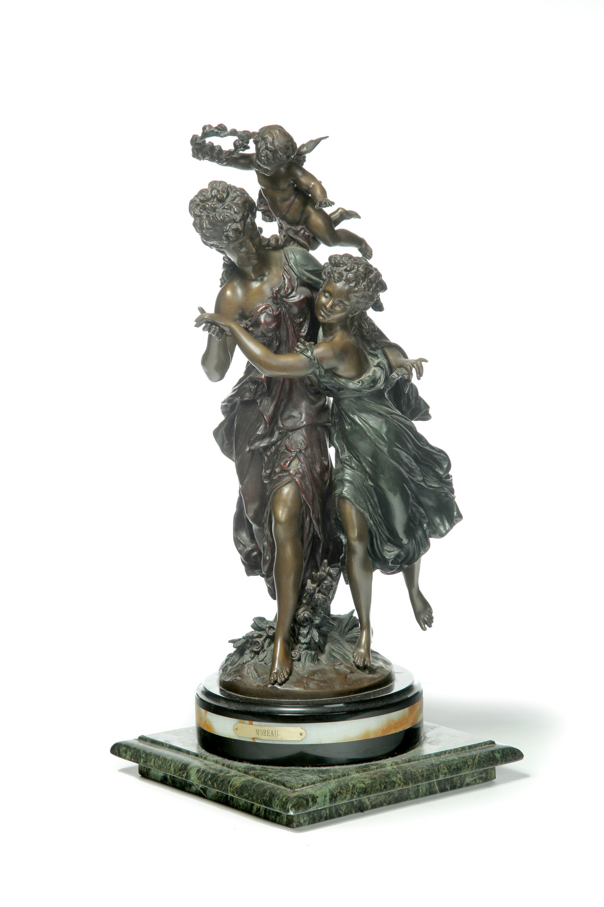 Appraisal: BRONZE FIGURAL GROUP AFTER MATHURIN MOREAU FRANCE - Signed on