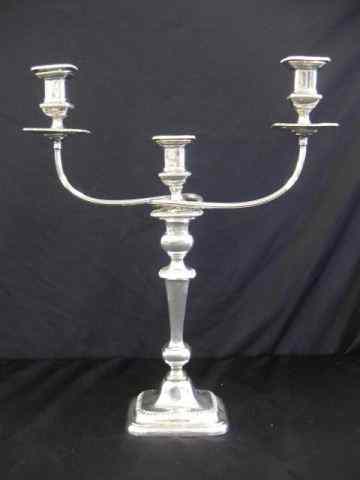 Appraisal: Sheffield English Silverplate Candelabra triple sconce '' tall '' wide