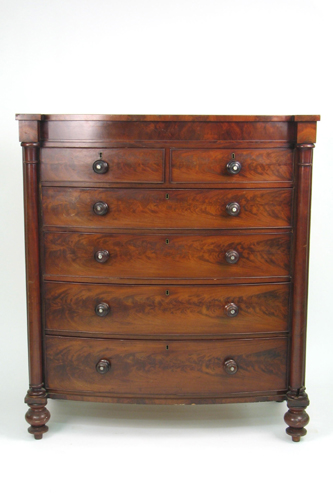 Appraisal: VICTORIAN MAHOGANY BOW-FRONT CHEST OF DRAWERS Scottish th century having