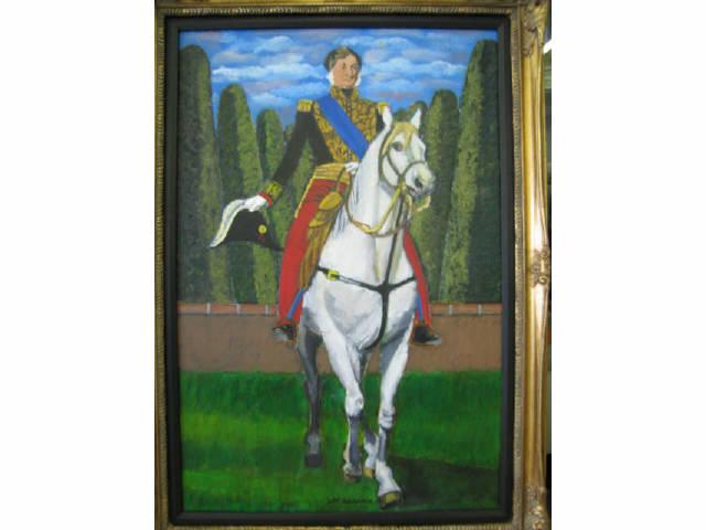 Appraisal: Victor Messina Oil Napoleon on horseback image area X this