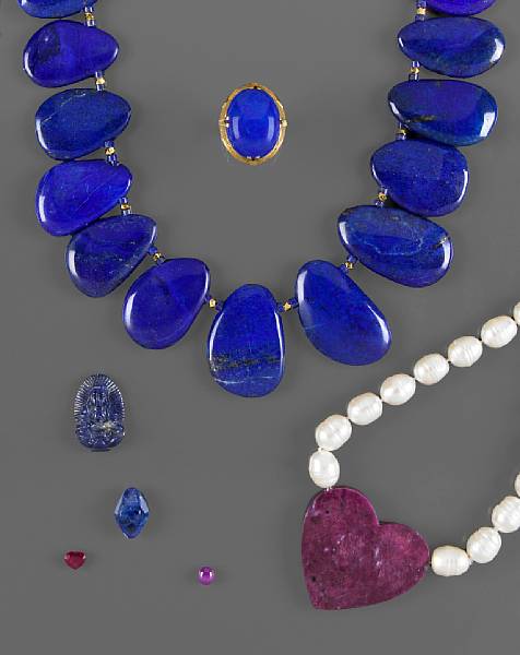 Appraisal: Afghanistan Consisting of twenty-two large polished lapis lazuli drop-shaped nuggets