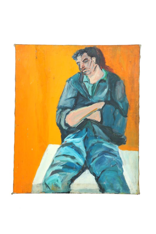 Appraisal: PORTRAIT OF A SEATED MAN AMERICAN CA Oil on canvas