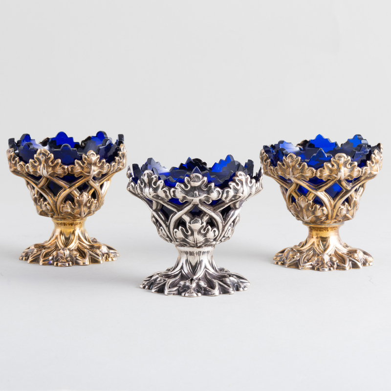 Appraisal: Pair of William IV Gothic Revival Silver-Gilt Salts and a