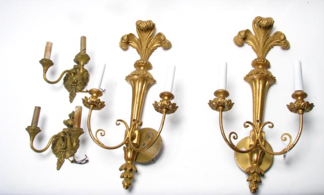 Appraisal: Two pair electric antique style sconces including one pair of