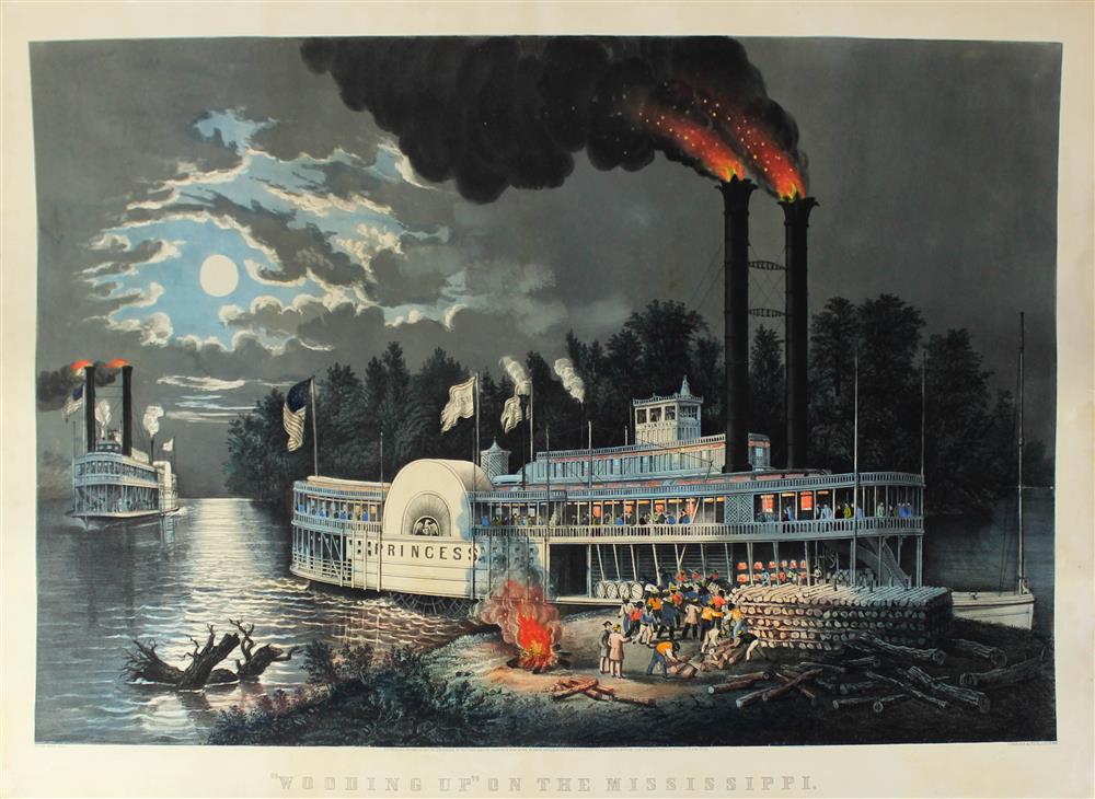 Appraisal: CURRIER IVES NEW YORK WOODING UP ON THE MISSISSIPPI Lithograph