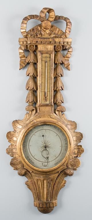 Appraisal: French Carved Giltwood Barometer th century French barometer with giltwood