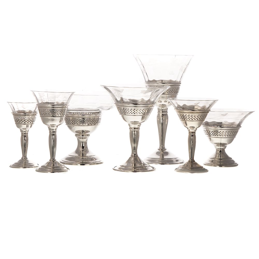 Appraisal: Collection of Crystal Stemware with Sterling Bases pieces most by