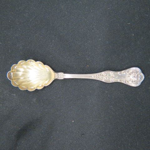 Appraisal: Dominick Haff Sterling Silver Sugar orJam Spoon gold-inlaid bowl excellent