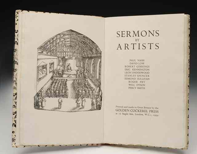 Appraisal: Book Golden Cockerel Press Sermon by Artists Paul Nash Stanley