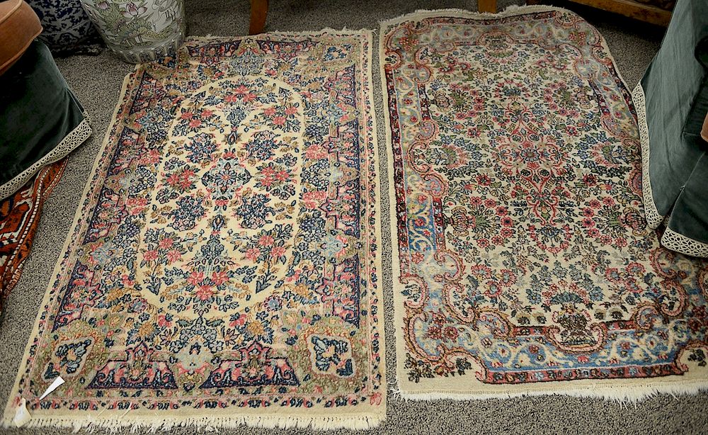 Appraisal: Two Kirman Oriental throw rugs ' x ' and '