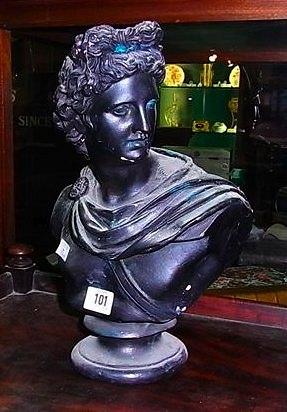 Appraisal: AFTER THE ANTIQUEA plaster bust of the Apollo Belvedere signed