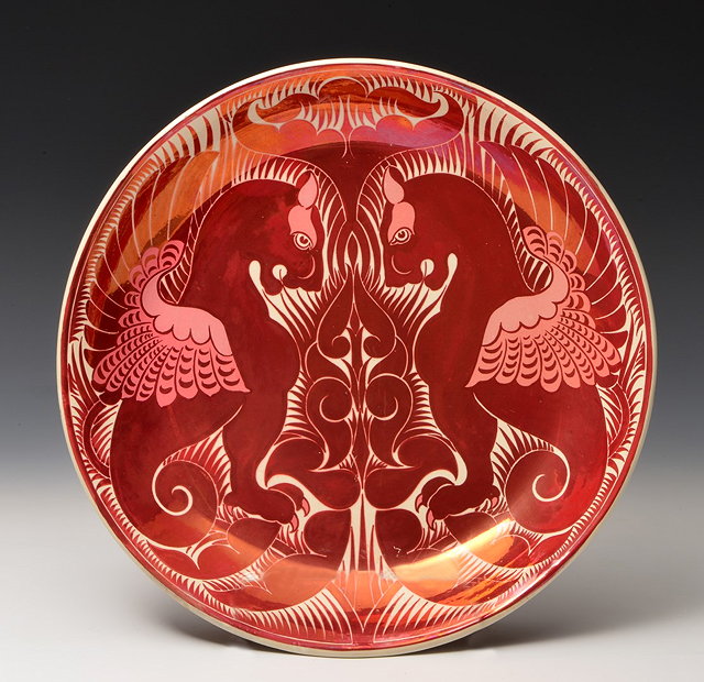 Appraisal: William De Morgan British - 'Griffin' ruby lustre charger possibly