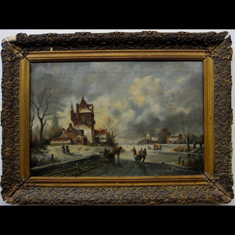 Appraisal: FIGURES ON A FROZEN RIVER EARLY TH CENTURY DUTCH OIL