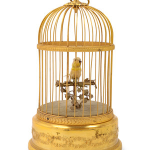 Appraisal: A French Gilt Metal Automaton Bird Cage Circa stamped Made