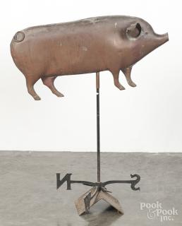 Appraisal: Copper pig weathervane mid th c '' h '' w