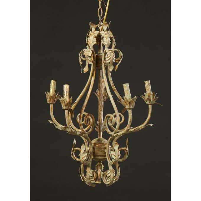 Appraisal: French Gilt Tole Four Light Chandelier th c the leaf