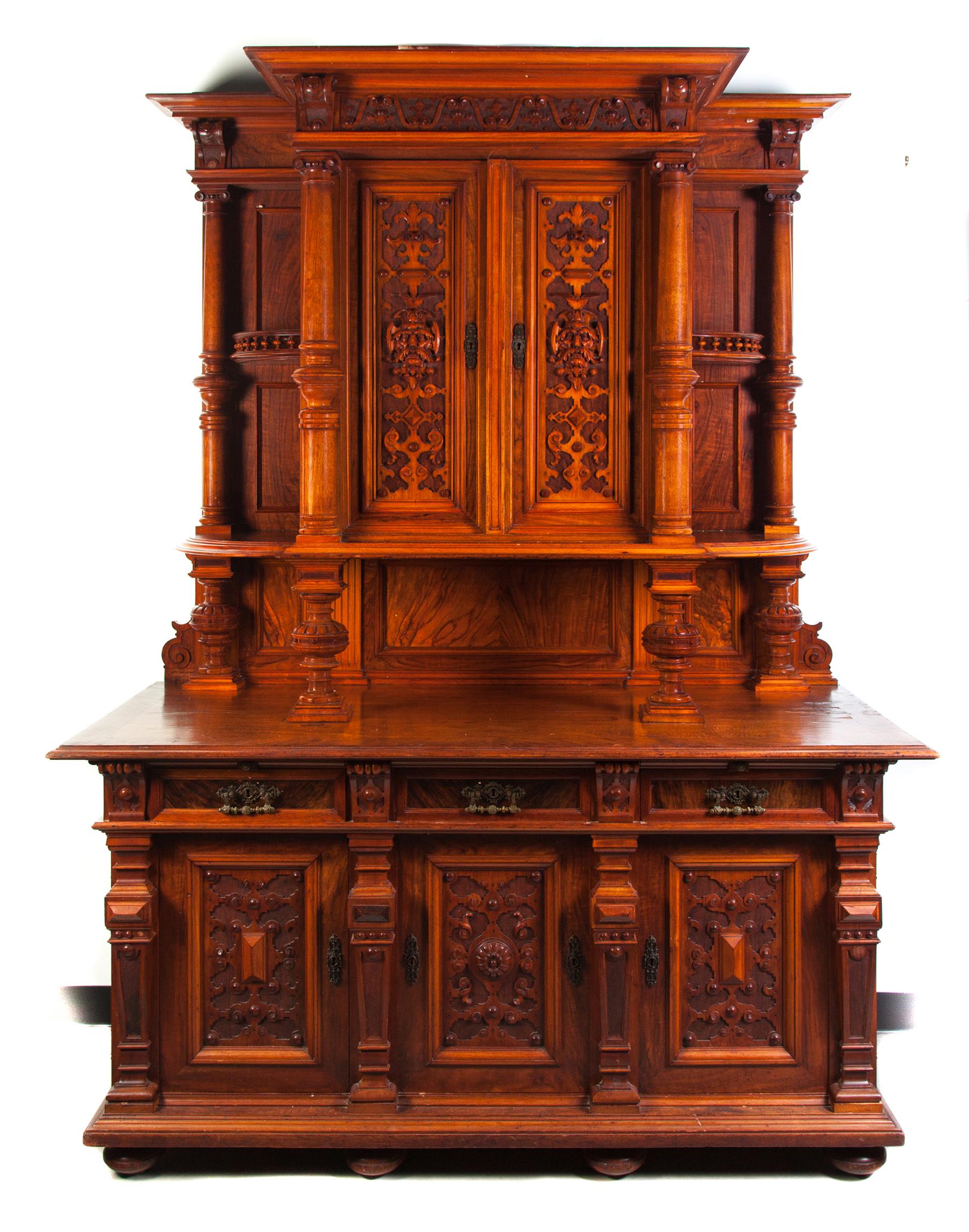 Appraisal: AMERICAN RENAISSANCE REVIVAL COURT CUPBOARD Late th century mixed woods