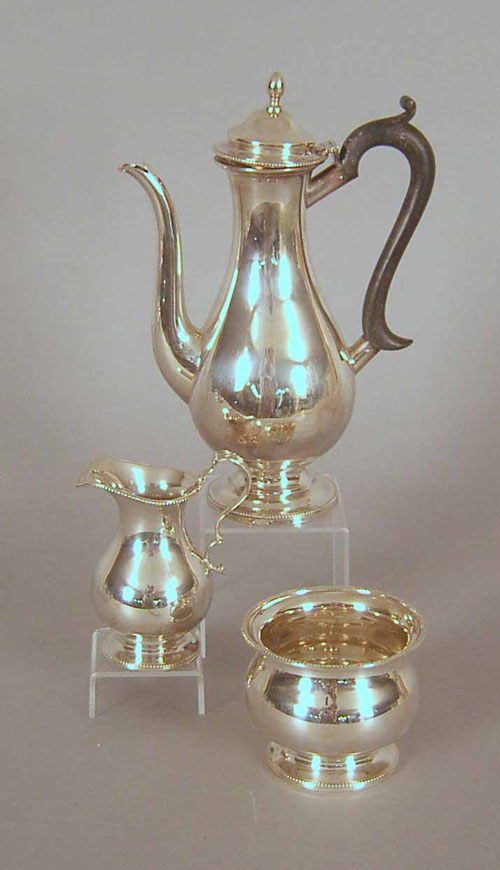 Appraisal: English three piece silver tea service ozt