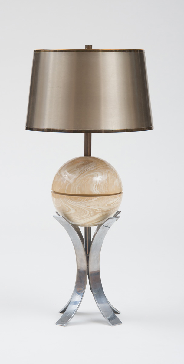 Appraisal: TABLE LAMP MAISON CHARLES C Chromed metal brass and marble