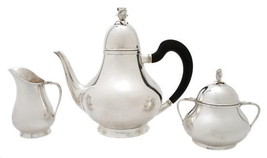 Appraisal: n American Sterling Silver Three Piece Tea Set Tiffany Co