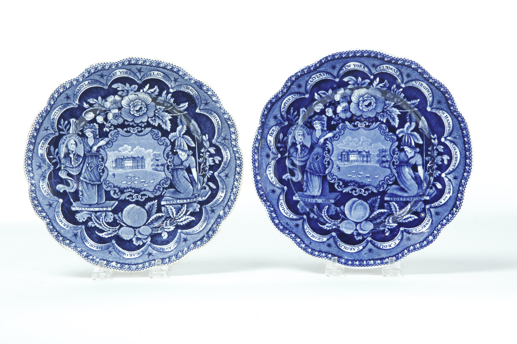 Appraisal: TWO HISTORICAL BLUE STAFFORDSHIRE PLATES England st half- th century