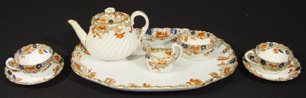 Appraisal: Edwardian Copeland china bachelor's tea set on tray hand coloured