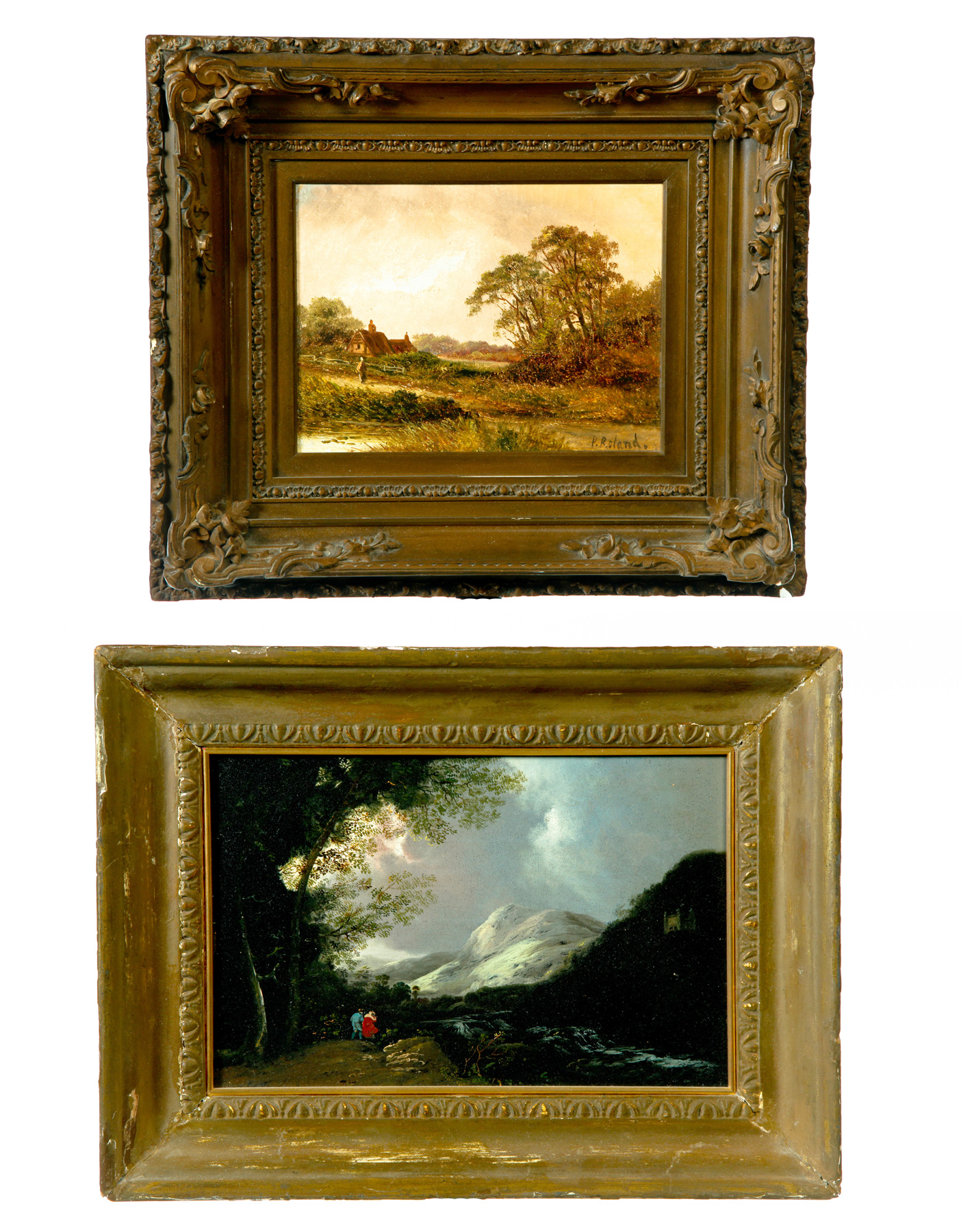 Appraisal: TWO FRAMED OIL LANDSCAPES European rd quarter- th century Rural