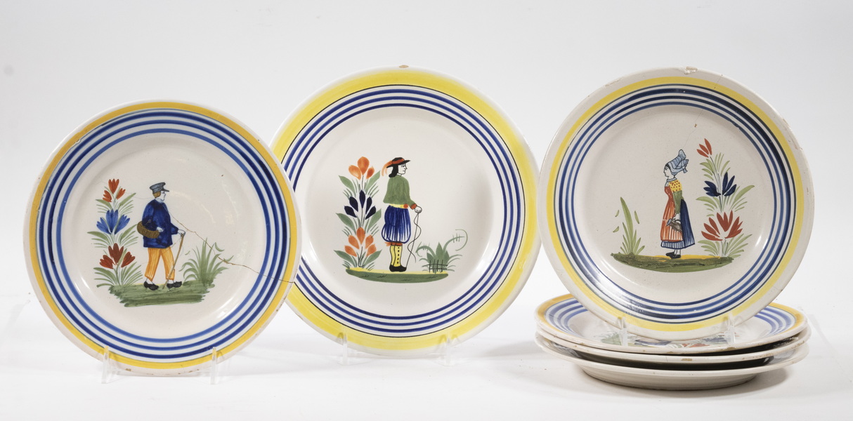 Appraisal: HENRIOT QUIMPER PLATES Group of Early th c French Faience