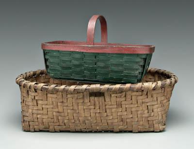 Appraisal: Two large baskets oak split field or laundry basket double