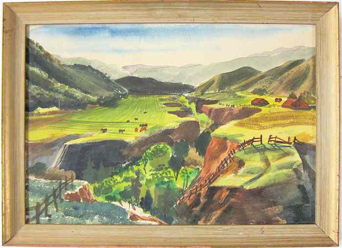 Appraisal: JOHN WHORF WATERCOLOR ON PAPER Massachusetts - Verdant valley with