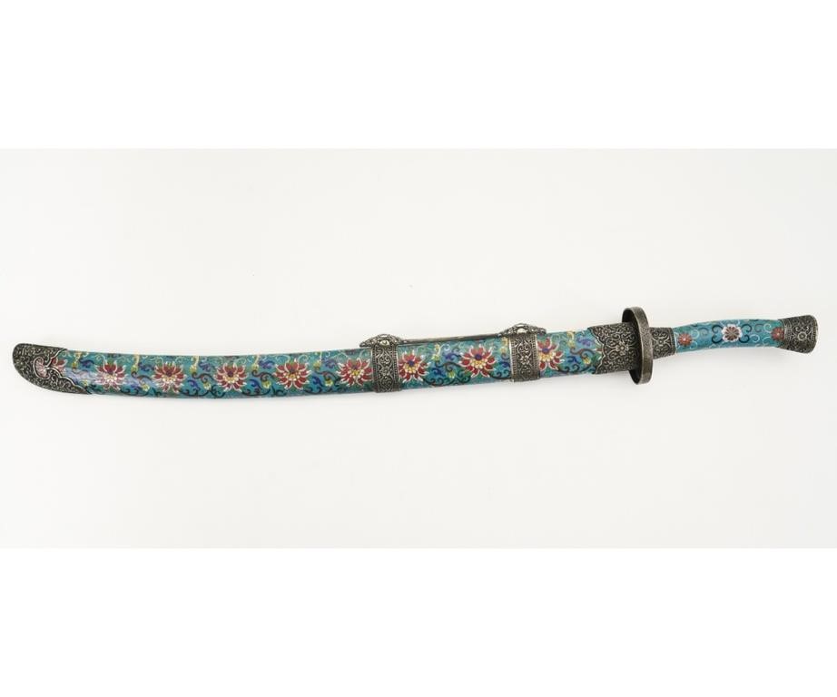 Appraisal: Fine Chinese ceremonial cloisonne sword with filigree metal work blade