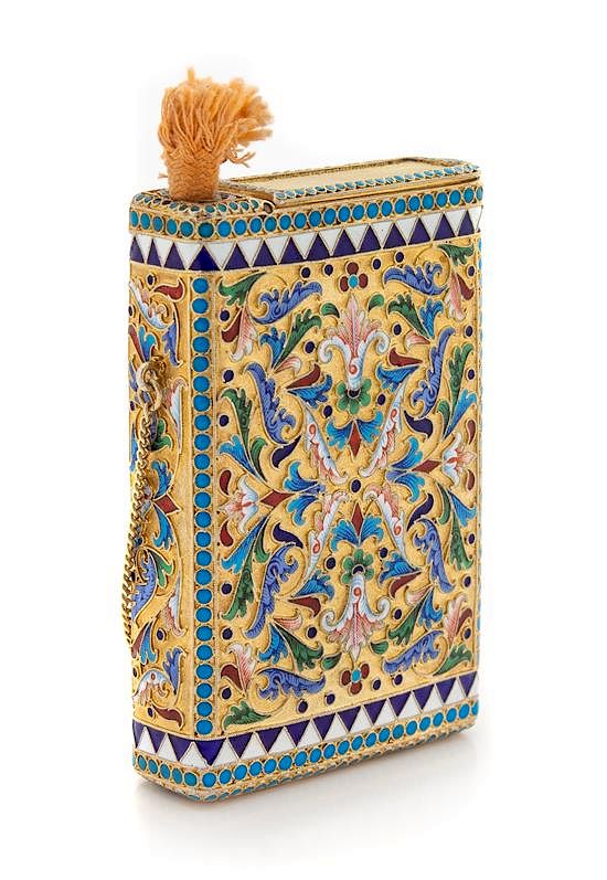 Appraisal: A Russian Silver-Gilt and Enamel Cigarette Case Mark of Ivan