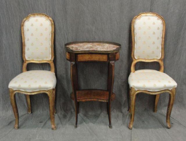 Appraisal: Pair of Parlor Chairs a Kidney Shaped Marbletop End table